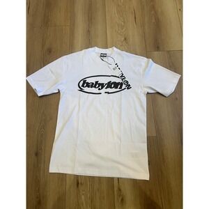 Babylon Script Logo T-Shirt White Mens Small NWT Streetwear Graphic Tee Cotton